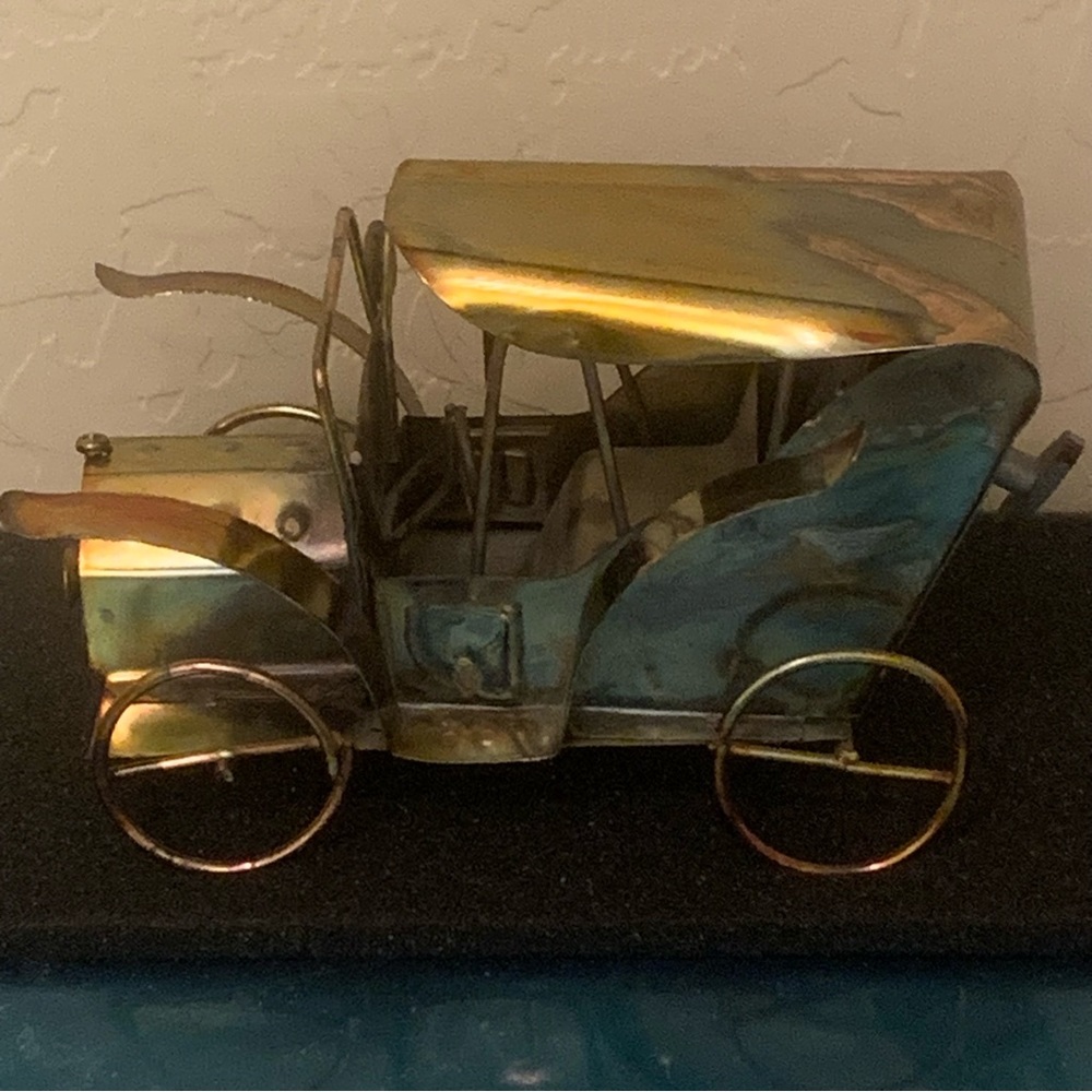 Model T Type Car Copper Art Tin with Music Box Plays “Happy Days Are Here Again” - Picture 2 of 7
